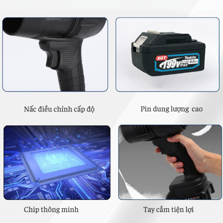 Máy Thổi Phản Lực Không Dây Siêu Mạnh, Quạt Thổi Turbofan Thổi Bụi Chân Pin Phổ Thông Makita Hot