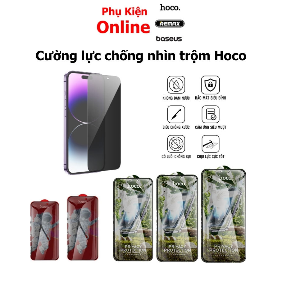 Cường lực iphone Chống Nhìn Trộm Hoco chống xước chống chịu va đập cho ip x xsmax 11 12 13 14 15