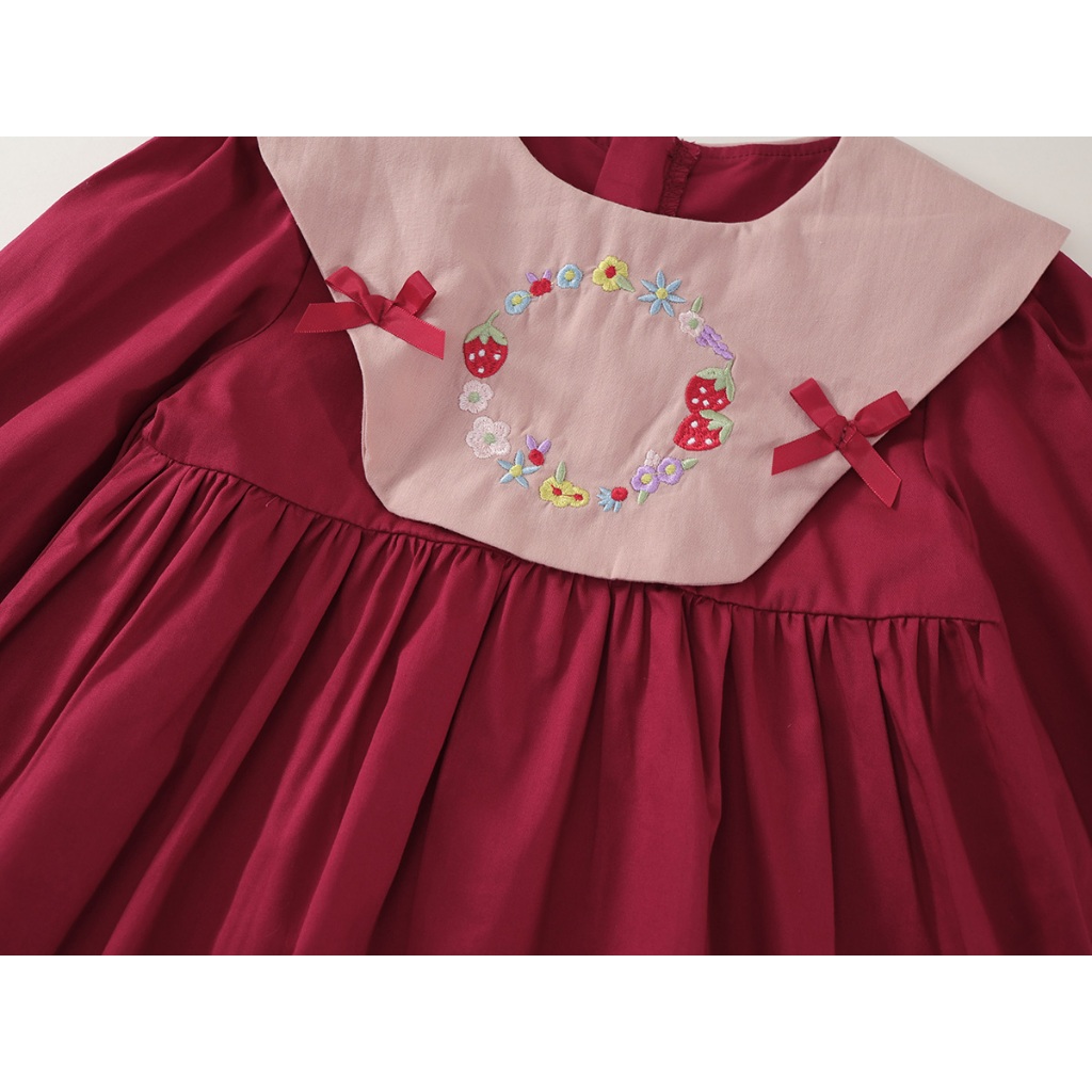 Váy Cho Bé Gái, Váy Dài Tay Bé Gái Dáng Babydoll Dễ Thương Cho Mùa Thu Đông Chất Liệu Thô Mềm