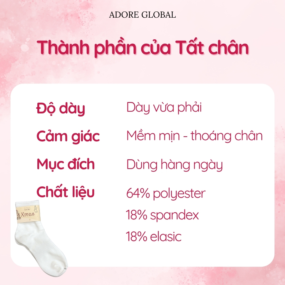Combo 10 Đôi Tất Vớ Chân Nam Nữ Adore Trơn Basic Êm Ái Dày Dặn Thoáng Khí - Adore Global
