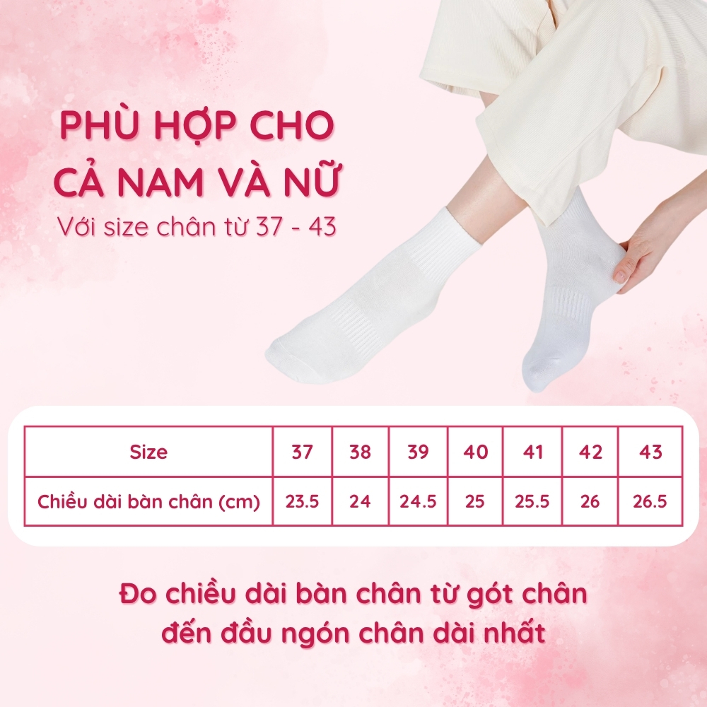 Combo 10 Đôi Tất Vớ Chân Nam Nữ Adore Trơn Basic Êm Ái Dày Dặn Thoáng Khí - Adore Global