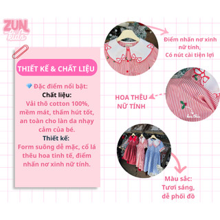 Đầm Bé Gái Lá Cổ Thêu Nơ AZD591 – Váy Bé Gái Noel Dễ Thương, Đầm Tiểu Thư Cổ Điển Cao Cấp