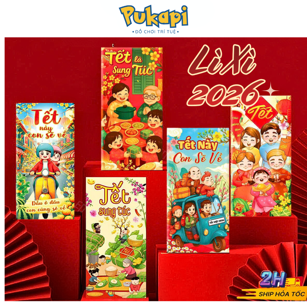 Combo 10 Bao Lì Xì Gia Đình Sum Vầy Bao Lì Xì 2026 Set 10 Bao Lì XÌ Tổng Hợp Nhiều Mẫu - Đồ Chơi  Cho Bé PUKAPI