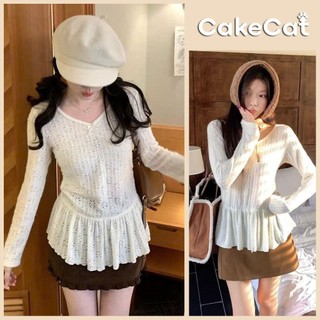 Áo Ren Dài Tay Xếp Ly Dáng Công Chúa Form Ôm Tôn Dáng – Áo Kiểu Nữ Hàn Quốc Đi Chơi/Đi Làm Cakecat