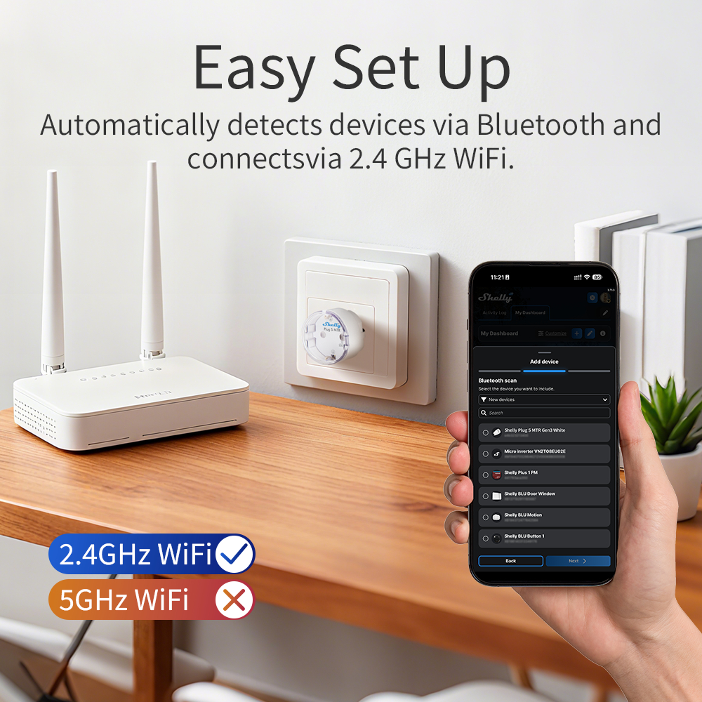 Ổ cắm thông minh WiFi Shelly Plug S Gen3 đo điện tiêu thụ điều khiển từ xa qua điện thoại tiết kiệm điện