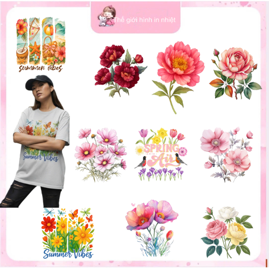 [HỎA TỐC] Hình ủi nhiệt quần áo mẫu HOA LÁ ủi áo tại nhà,nhiều mẫu,nhiều size, ủi tại nhà bằng bàn ủi-miếng vas áo