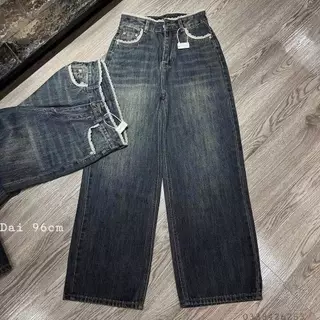 Quần Jeans Ống Suông Nữ FMSTYLE - Viền Ren Tinh Tế, Màu Xanh Đậm Hottrend, Mix Đồ Dễ Dàng  25111314