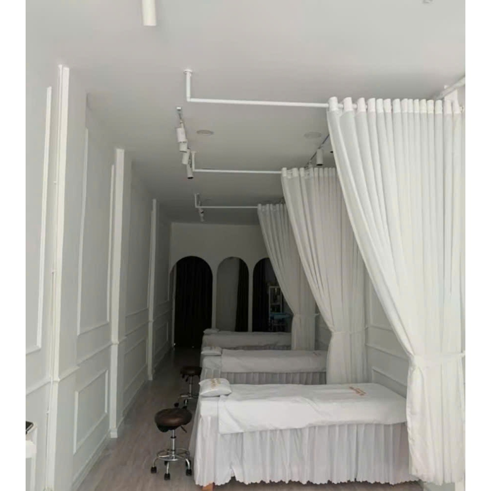Rèm VOAN trắng lụa đính hoa văn HẠT MƯA TRẮNG Loại 1 vải trang trí decor phòng RÈM SPA