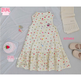 Đầm Sơ Mi Bé Gái Chất Cotton Mềm AZD464 – Hình Thêu Xinh Xắn, Thoải Mái Vận Động 2-10 Tuổi