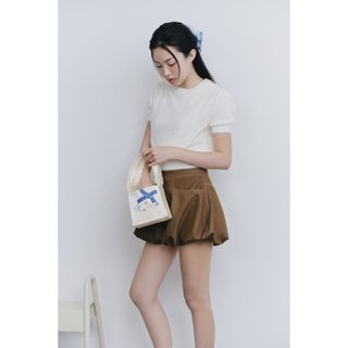 Áo thun len OLV phối lông tay ngắn màu sắc ngọt ngào Fuzzy Knit Round Neck nhiều màu đi chơi đi làm