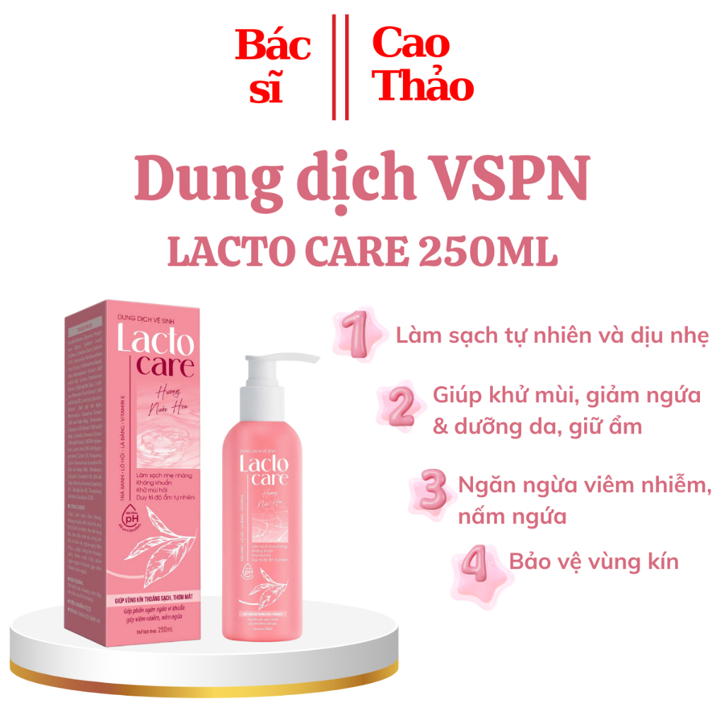 Dung Dịch Vệ Sinh Lacto Care Hương Nước Hoa Chai 250ML - Chiết Xuất Từ Trà Xanh Và Lô Hội Giúp Duy Trì Độ Ẩm