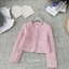 Áo khoác tweed GUMIN thiết kế áo dáng ngắn cổ tròn phối khuy đá sang trọng, áo khoác nữ thu đông dày dặn cao cấp