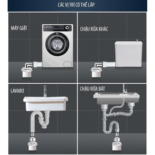 Đầu Nối Thoát Nước Ngăn Mùi Chống Trào Ngược | Đầu Thoát Sàn Máy Giặt Lavabo Chậu Rửa Đa Năng