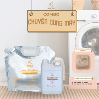 COMBO Chuyên dùng máy Konus Homecare gồm Men dừa giặt xả 3L và Men dừa Rửa chén máy 2L