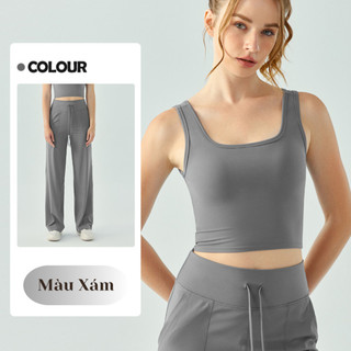 Bộ Tập Yoga Nữ Ống Rộng TUẤN HD (Mã CP) - Set Áo Lưng Xoắn & Quần Dây Rút Thể Thao Tôn Dáng