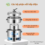 ( M) nồi hấp điện 3 tầng công nghiệp , nồi hấp xôi bằng điện,làm flan, da lợn, xu xê, bánh giò, caramen, thịt, cá — ảnh 4