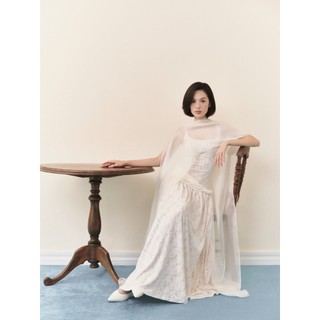 Áo choàng OLV voan mỏng khoác ngoài Ivory Organza Draped Capelet thanh lịch dễ phối (Không kèm đầm)