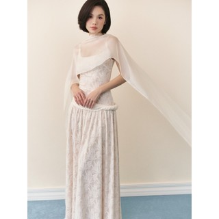 Áo choàng OLV voan mỏng khoác ngoài Ivory Organza Draped Capelet thanh lịch dễ phối (Không kèm đầm)