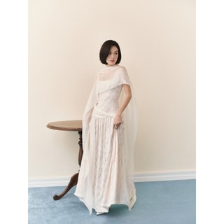 Áo choàng OLV voan mỏng khoác ngoài Ivory Organza Draped Capelet thanh lịch dễ phối (Không kèm đầm)