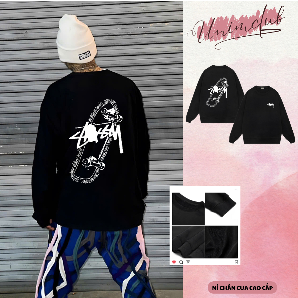 Áo Dài Tay Thu Đông Long Sweatshirt Form Dáng Rộng Âu Mỹ Hình In Chống Bong Nứt Chất Liệu Nỉ Cotton