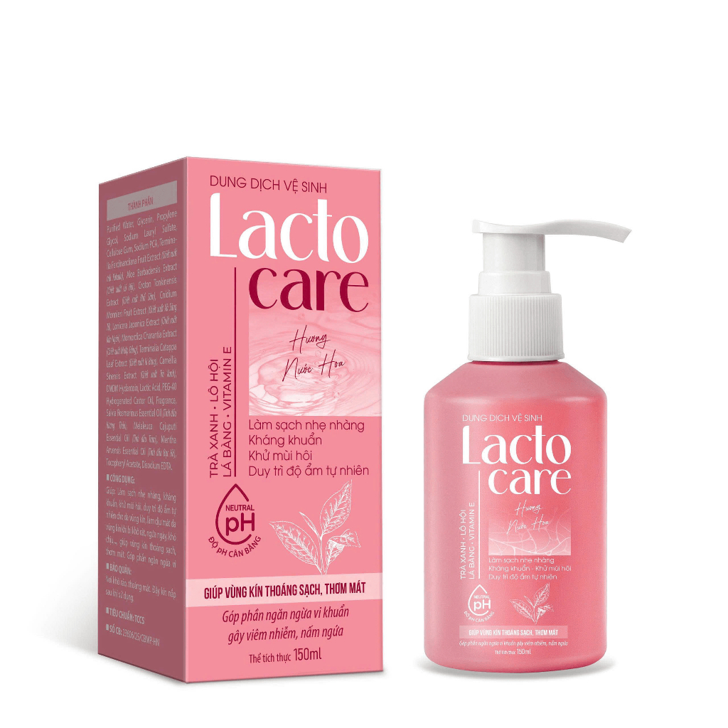 Dung Dịch Vệ Sinh Lacto Care Hương Nước Hoa Chai 150ML - Chiết Xuất Từ Trà Xanh Và Lô Hội Giúp Duy Trì Độ Ẩm