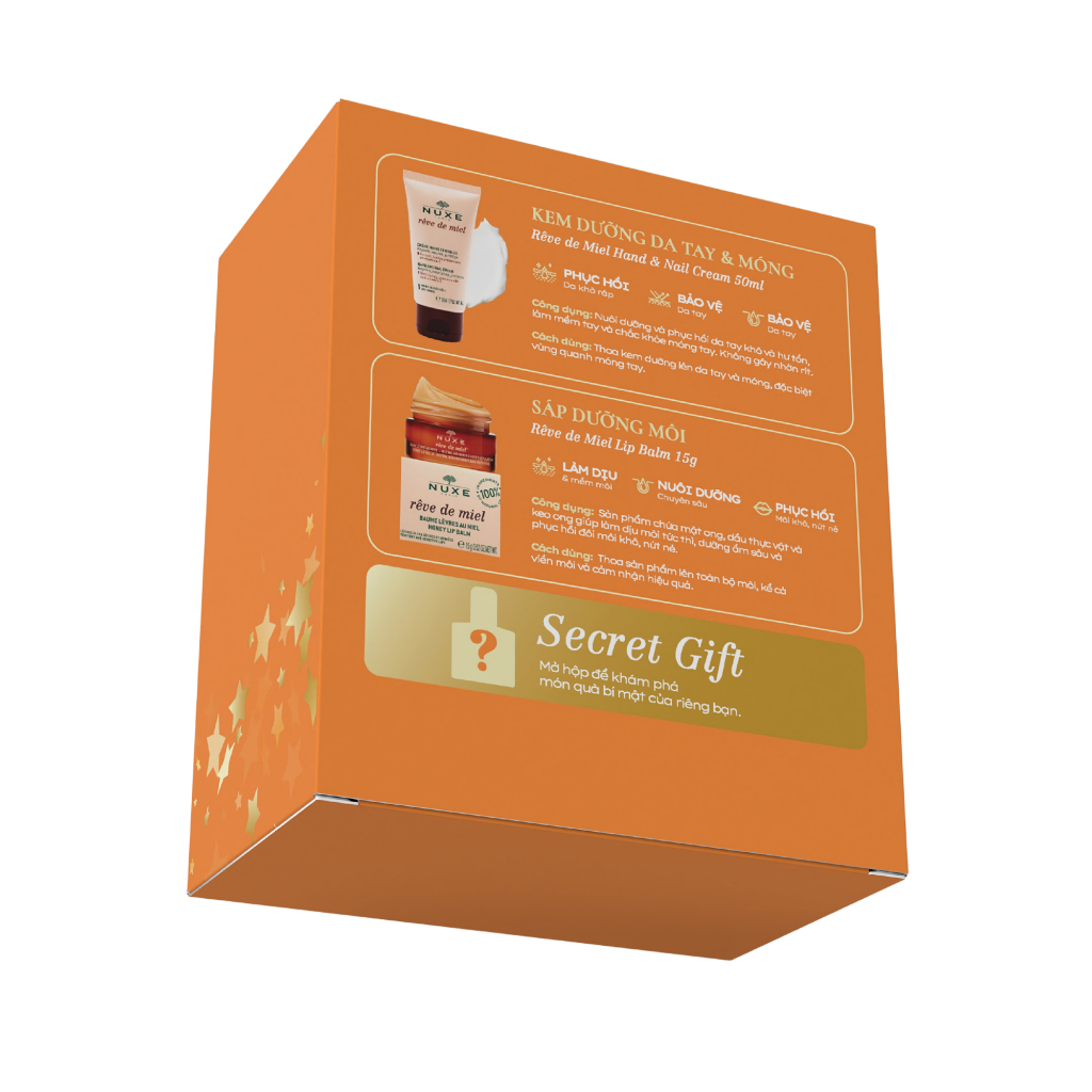 Bộ quà tặng Nuxe Bee Loved Gift (Gồm Kem dưỡng da tay 50ml & Sáp dưỡng môi 15g & Dầu dưỡng 10ml & Túi cầm tay)