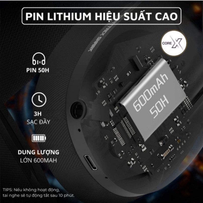 Tai Nghe Bluetooth Chụp Tai Không Dây Headphone Attack Shark L80 Âm Bass 3D Chơi Game Giải Trí