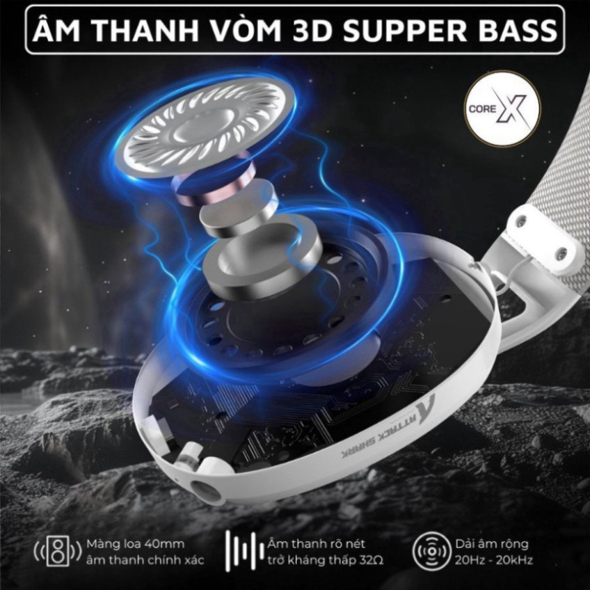 Tai Nghe Bluetooth Chụp Tai Không Dây Headphone Attack Shark L80 Âm Bass 3D Chơi Game Giải Trí