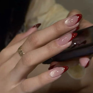 (Tặng hộp,keo) Nail Box Thiết Kế Móng Úp, Mong Giả Giáng Sinh Noel Mắt Mèo Fench Đỏ Rịu Sang Chảnh M07