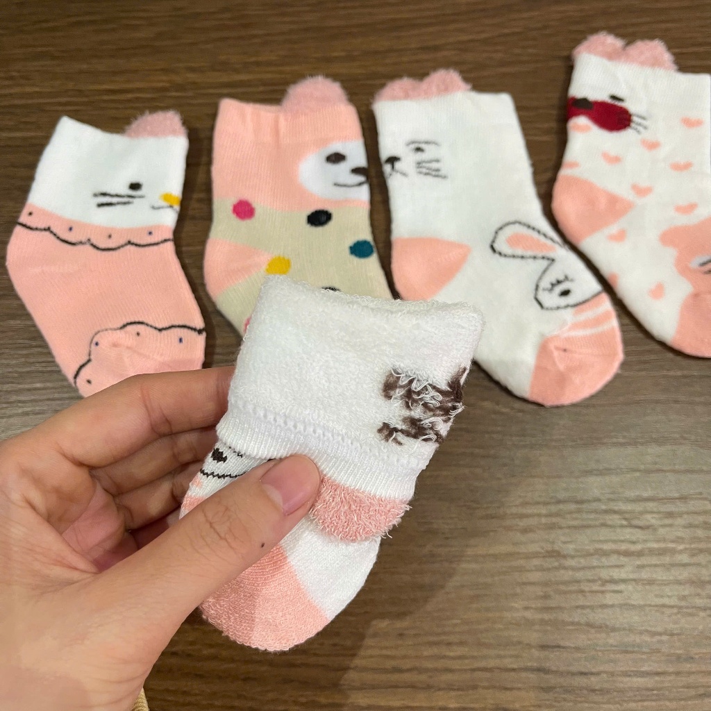 Set 4 đôi tất lót lông cho bé – mềm mại, ấm áp, siêu dễ thương T144 mesocshop