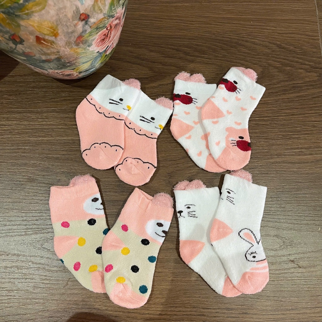 Set 4 đôi tất lót lông cho bé – mềm mại, ấm áp, siêu dễ thương T144 mesocshop