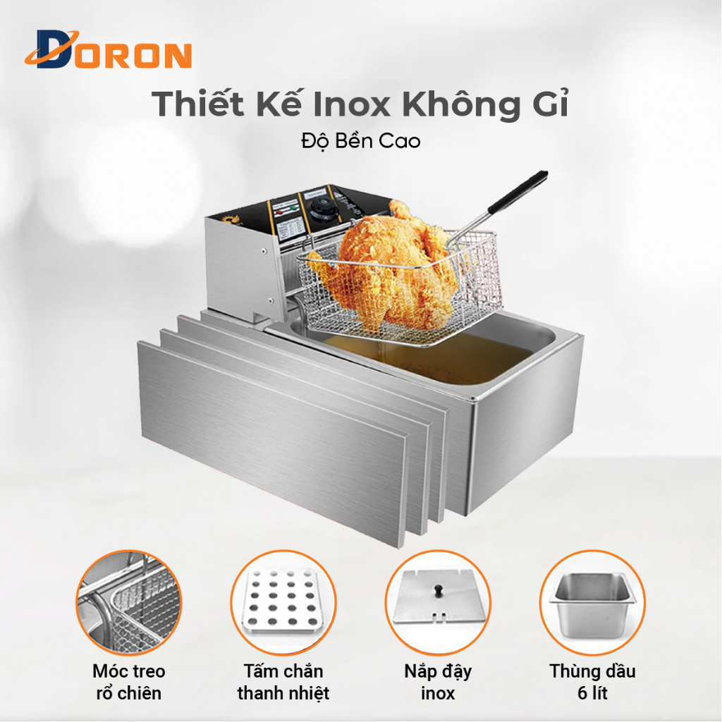 Bếp chiên nhúng điện DORON 2500W đa năng chiên gà rán, khoai tây, đồ ăn nhanh