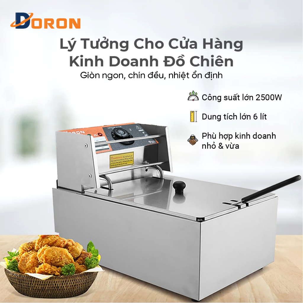 Bếp chiên nhúng điện DORON 2500W đa năng chiên gà rán, khoai tây, đồ ăn nhanh