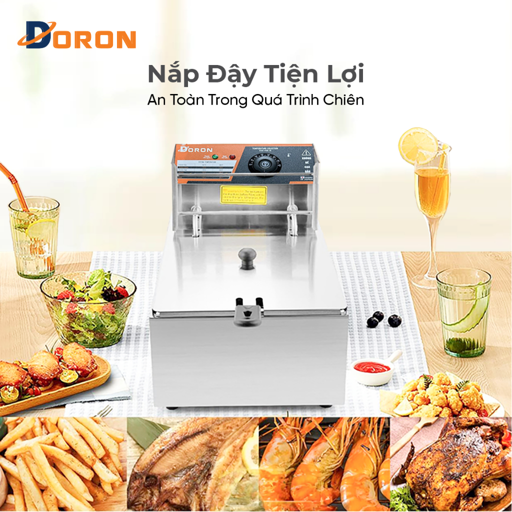 Bếp chiên nhúng điện DORON 2500W đa năng chiên gà rán, khoai tây, đồ ăn nhanh