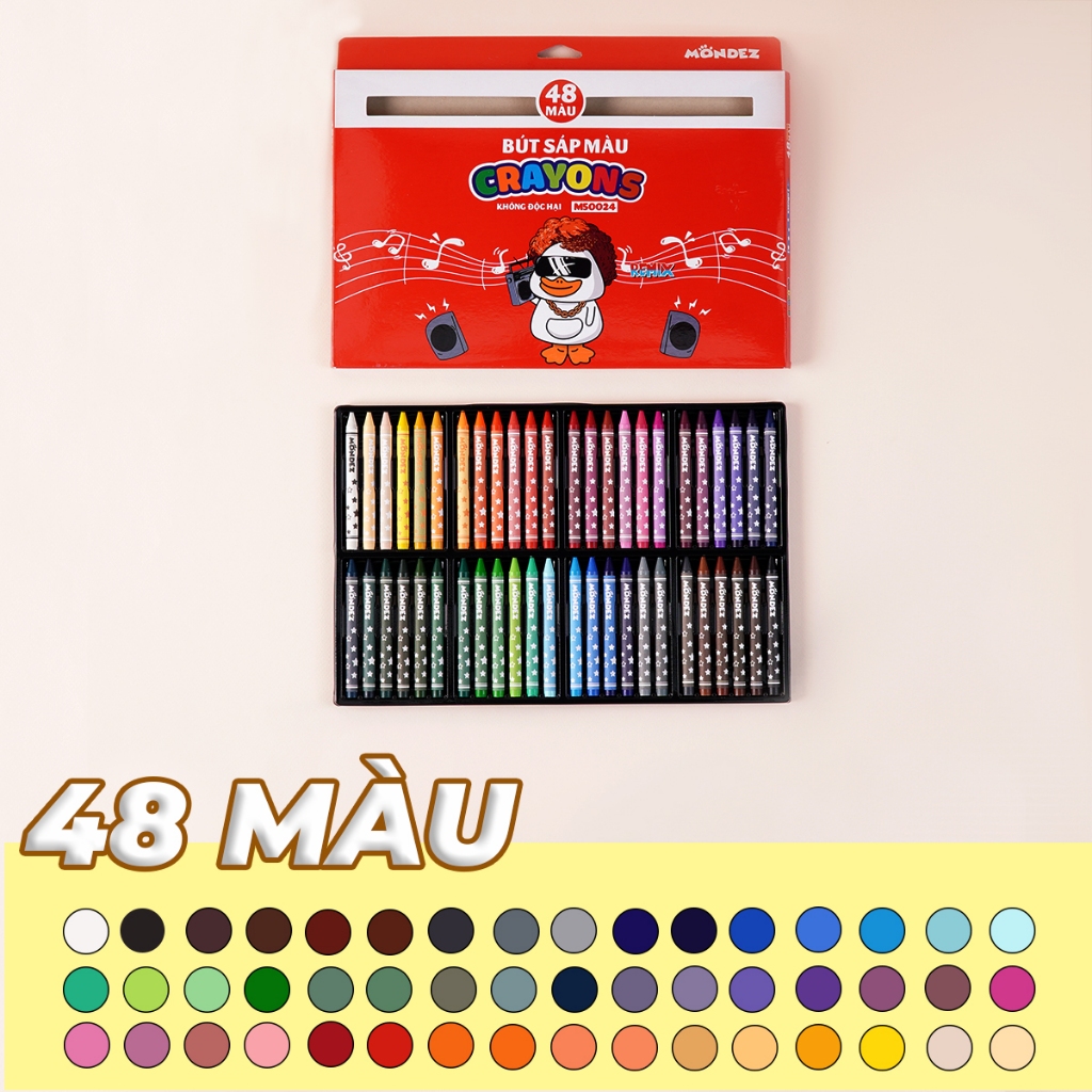 Bút Sáp 48 Màu Có Khay Đựng ,Màu Mịn, Bám Giấy Tốt, An Toàn, Tiện Lợi Dành Cho Học Sinh Mẫu Giáo, Tiểu Học M50024