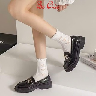 Tất cổ cao, tất nữ hoạ tiết hình hoa nền trắng dễ thương T783 BC_CHIC LINGERIE