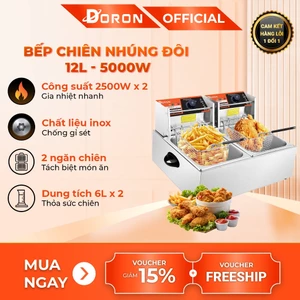 Bếp chiên dầu DORON 12L - 5000W đa năng chiên gà rán, khoai tây, đồ ăn nhanh