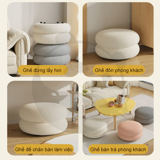 Ghế trang điểm 2/3/4 tầng đôn tròn lông xù siêu mềm Có thể sử dụng làm ghế thay giày ghế phòng khách