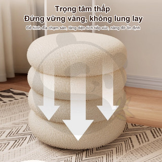 Ghế trang điểm 2/3/4 tầng đôn tròn lông xù siêu mềm Có thể sử dụng làm ghế thay giày ghế phòng khách