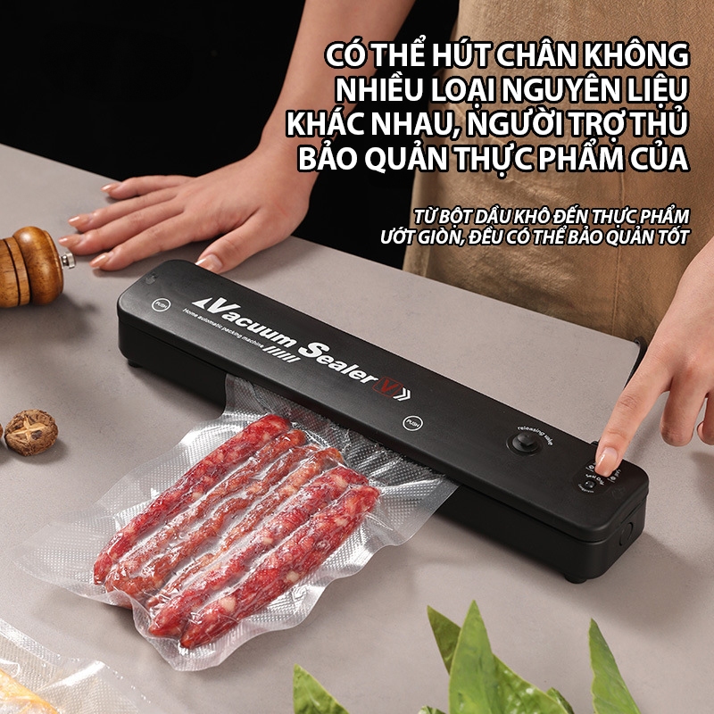 Kaleis Máy hút chân không thực phẩm kèm hàn miệng túi – Vacuum Sealer tự động, hút mạnh, dễ dùng