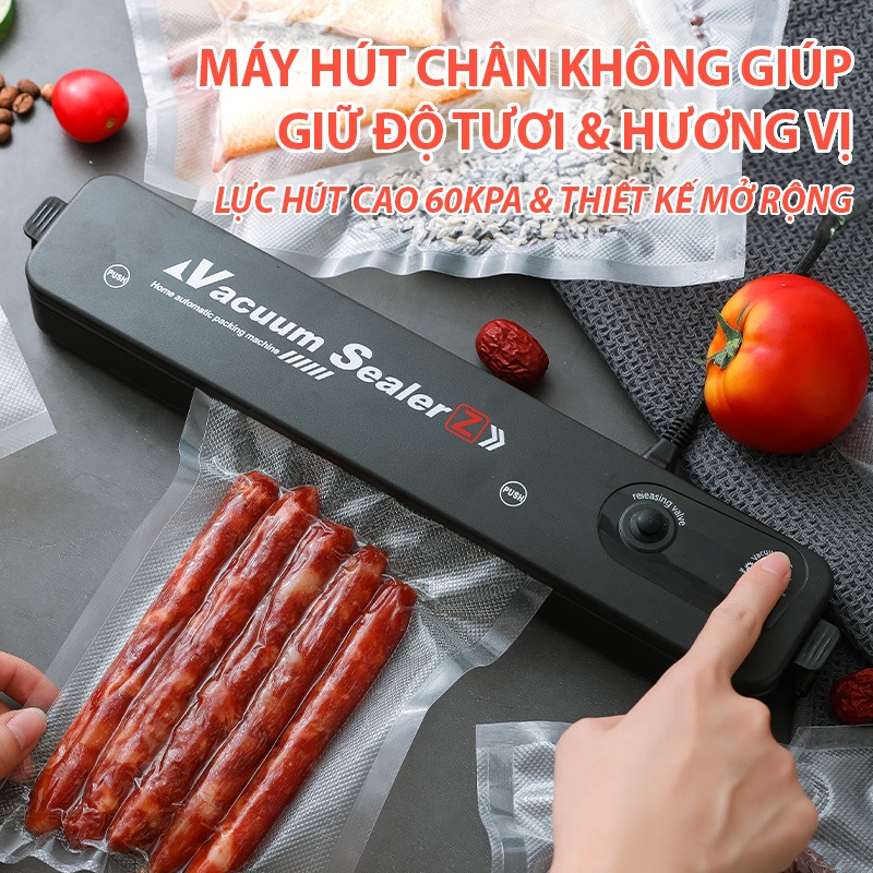 Kaleis Máy hút chân không thực phẩm kèm hàn miệng túi – Vacuum Sealer tự động, hút mạnh, dễ dùng