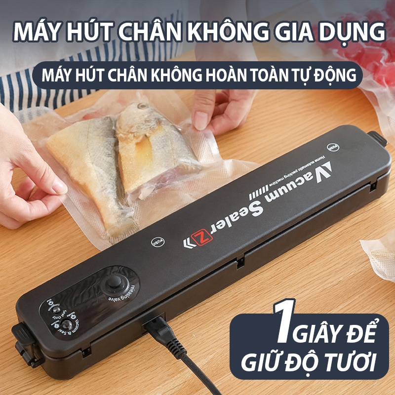 Kaleis Máy hút chân không thực phẩm kèm hàn miệng túi – Vacuum Sealer tự động, hút mạnh, dễ dùng