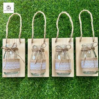 Bảng gỗ kèm lọ thủy tinh OABU decor treo tường, trồng cây thủy sinh, bảng 10x17cm, lọ 200ml 03_B