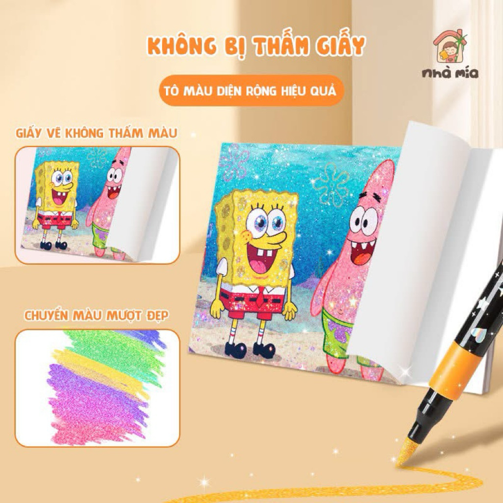 Hộp 48 màu nhũ lấp lánh, bút nhũ lấp lánh cho bé kèm hộp đựng, bút vẽ có nhũ lấp lánh siêu xinh
