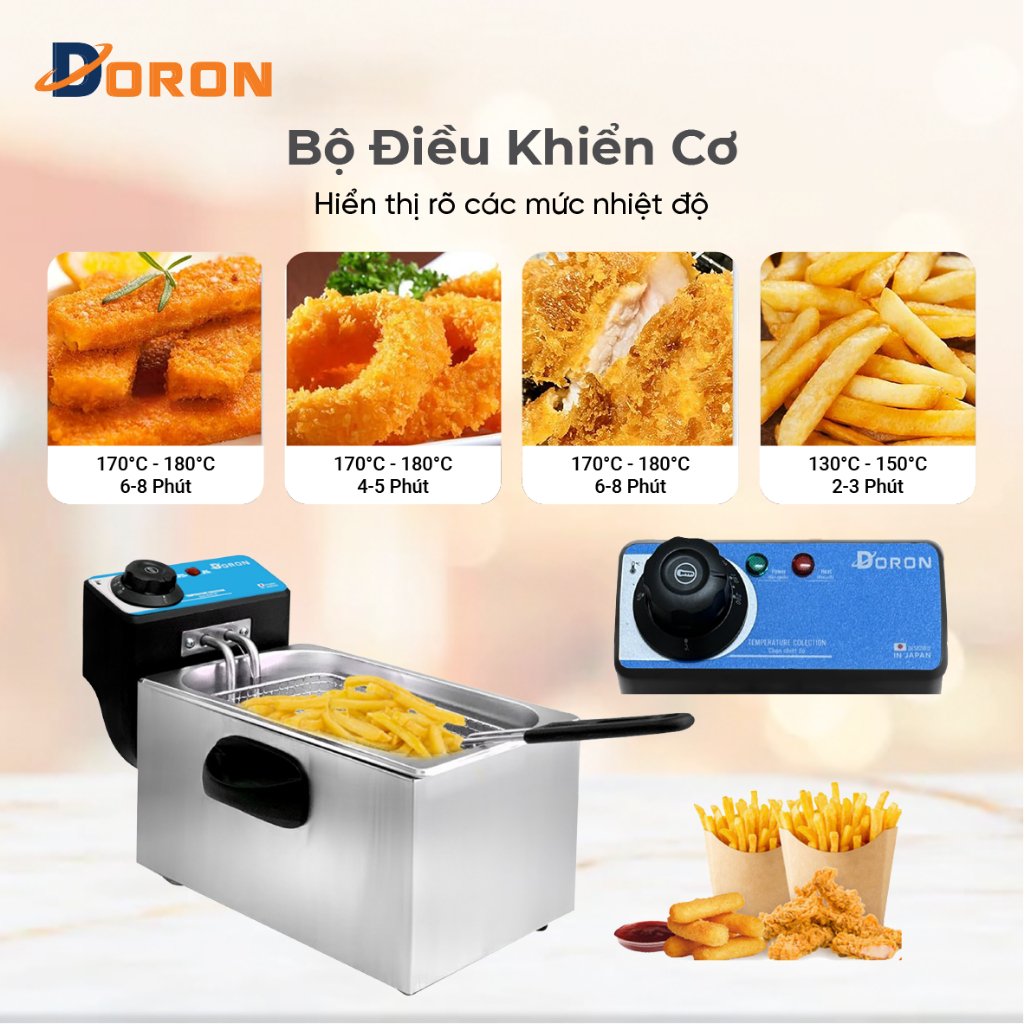 Nồi chiên ngập dầu 4L DORON 2000W nhiệt độ cao, sôi cực nhanh