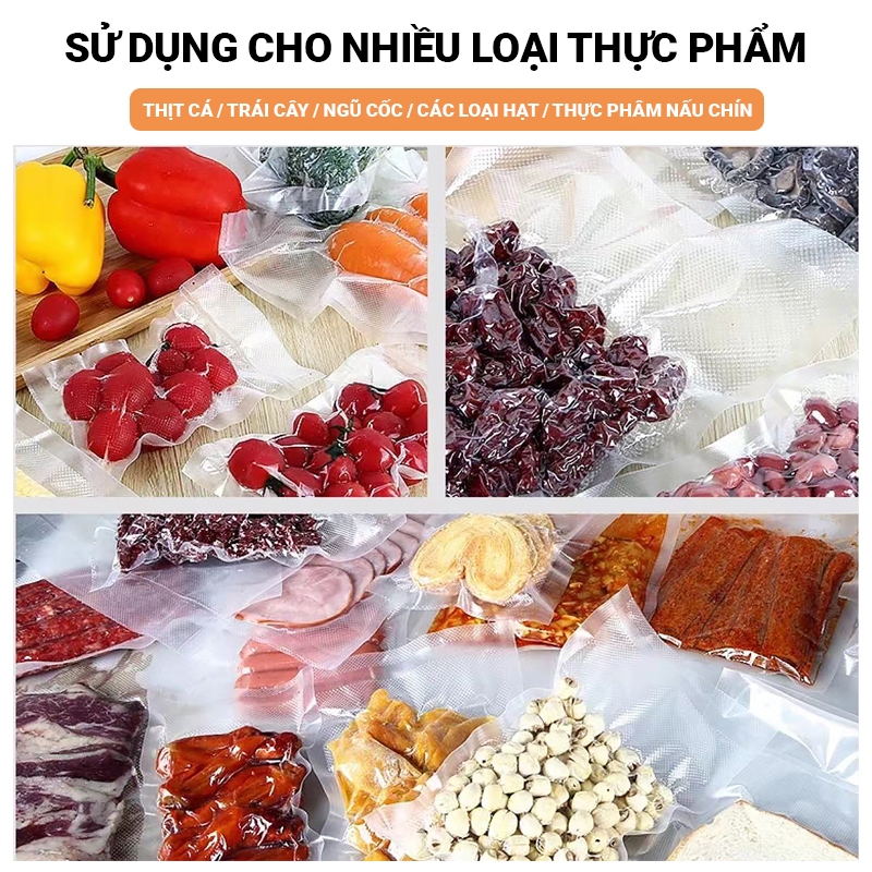 Kaleis Túi hút chân không 1 mặt nhám bảo quản thực phẩm – dày bền, hàn kín, dùng cho mọi máy hút