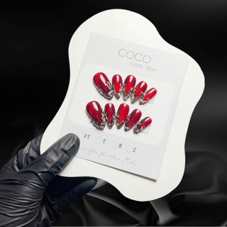 (Hot Sale) Nail Box thiết kế G113 màu thạch đỏ mắt mèo tráng gương đính bi cá tính nhà Gemychip