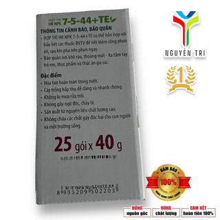 1 Hộp 25 gói NPK 7-5-44+TE Hợp Trí (Gói 40g) - Kích Thích Ra Hoa Sớm, Trổ Bông Đồng Loạt, Chắc Hạt