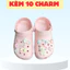 Dép quai hậu kèm charm dễ thương êm chân chống trơn trượt đi chơi đi học - Hỗ trợ đổi size