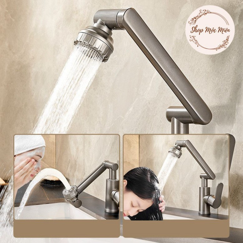 [ Có Kèm Dây ] Bộ Vòi rửa Lavabo Đầu Xoay 720 Độ Thông Minh Vòi Nước Nóng Lạnh Lõi Đồng Nguyên Chất 2 Chế Độ Xả